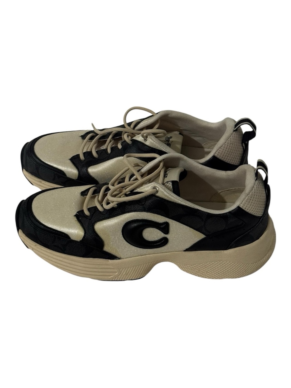 Coach Men's Black and Cream Chunky Sneakers